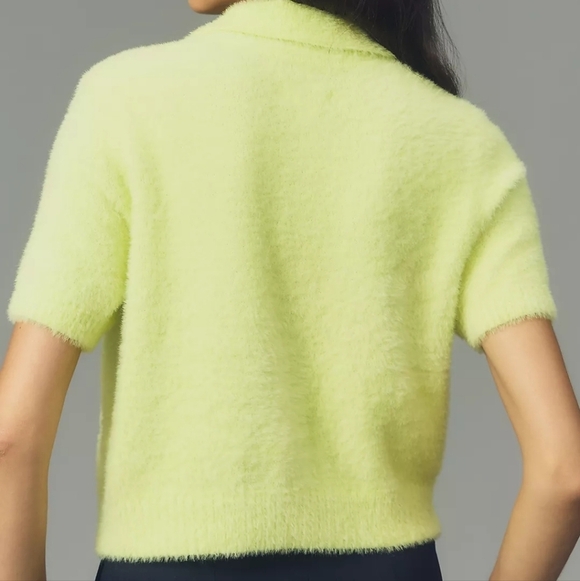 Anthropologie Maeve Eyelash Cropped Polo Sweater XS - Picture 2 of 7